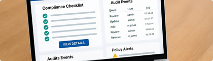 Simplify reporting and stay audit-ready with logs and enforced policies.